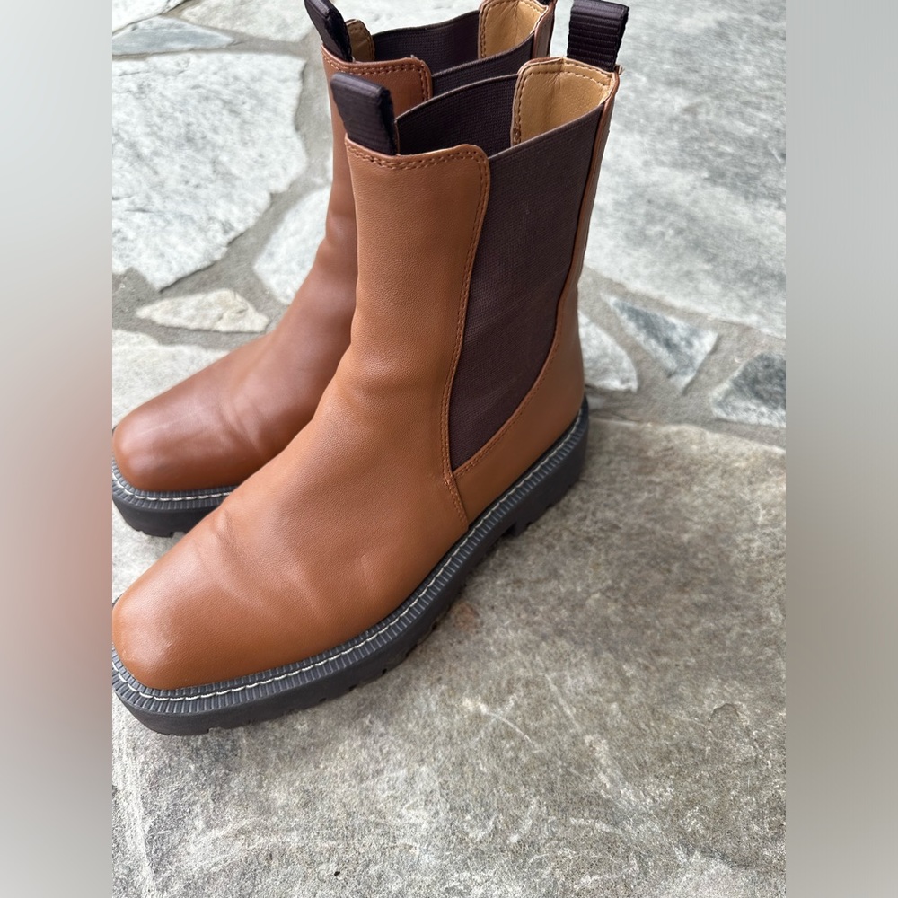 SAM EDELMAN LAGUNA BOOT TAWNY BROWN WATERPROOF LEATHER. Size 8